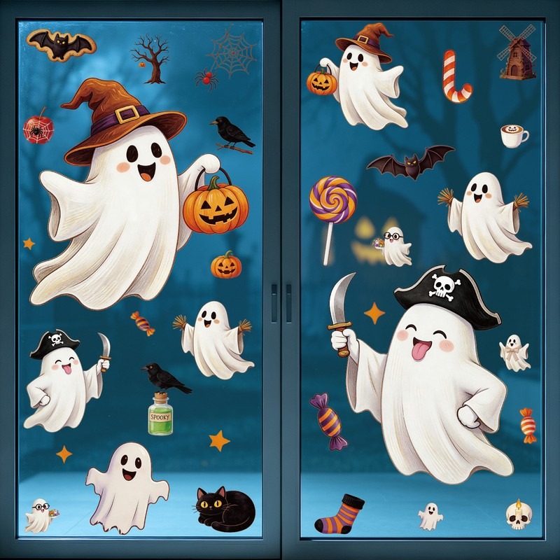 Party Event Supply Store - Halloween Stickers Candy Bar Ghost Window