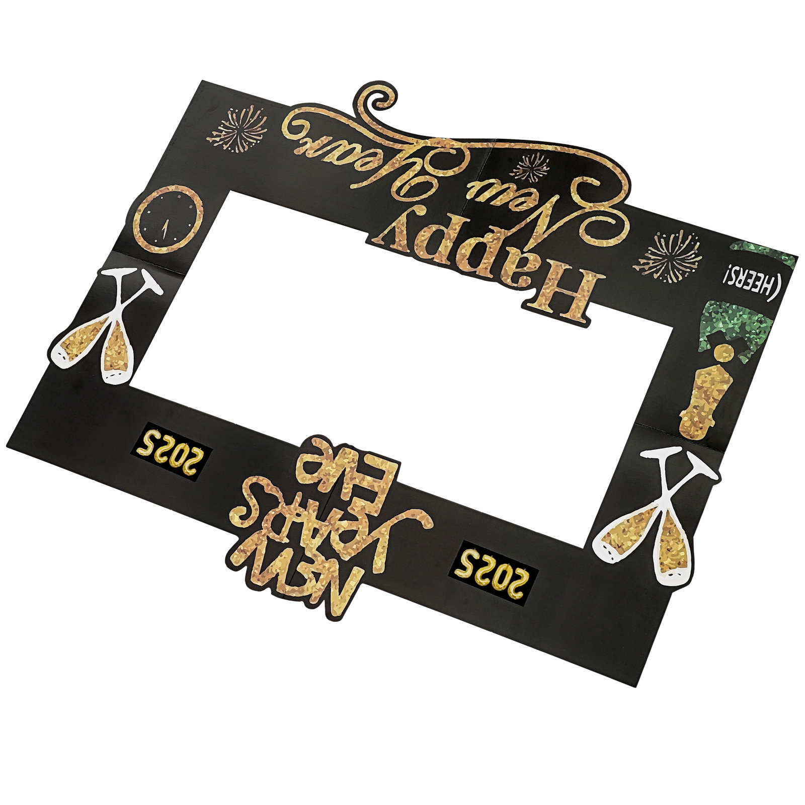 Photo Booth Frame - 2025 New Year Photo Prop Handheld