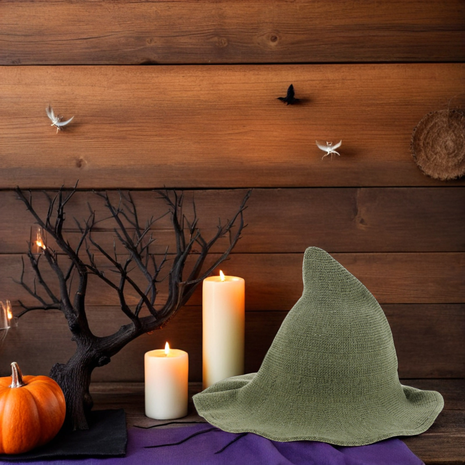 Men's Green Witch Hat Wool Ble - Party Hat Cone review and price